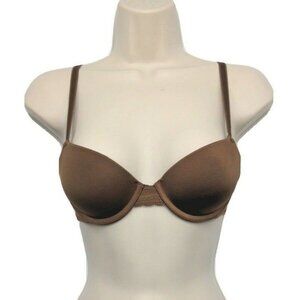 Auden Womens Daydream Bra Demi Coverage Light Lift T Shirt Cocoa Brown 32A New